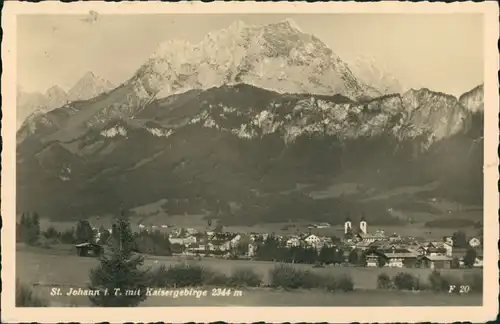 St. Johann in Tirol Panorama-Ansicht, Blick auf Kaisergebirge 1939