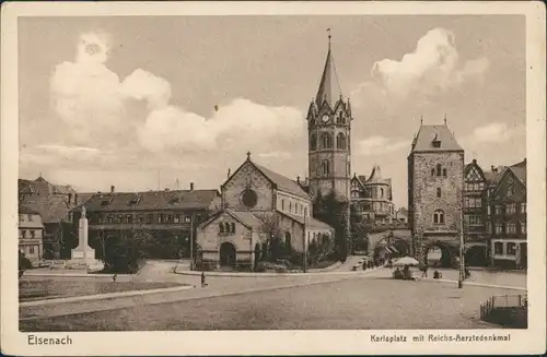 Ansichtskarte Eisenach Karlsplatz, Reichs-Aerztedenkmal, Denkmal 1910