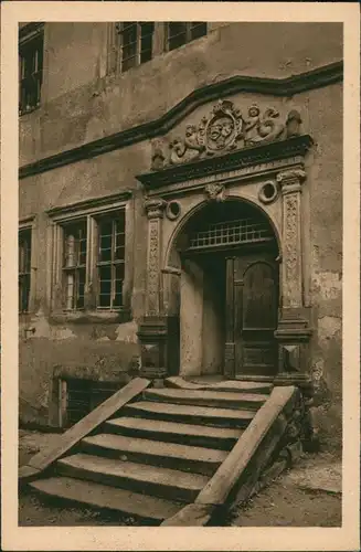 Rothenburg ob der Tauber Stadtteilansicht, Portal am Schulhaus, Schule 1920