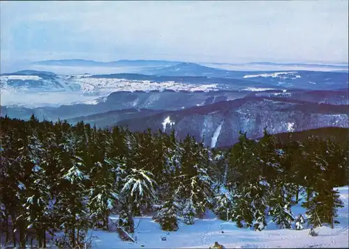 Sankt Joachimsthal Jáchymov Zimní výhled z rozhledny na Klinovci/Winteraussicht vom Keilberg 1975