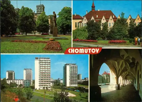 Komotau Chomutov Pomník V. I. Lenina, Radnice, Sídliště Horní Ves, Sklípková klenba na náměstí 1. máje 1983