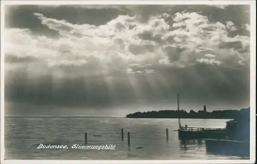 .Vorarlberg Der Bodensee Stimmungsbild, Sonnenstrahlen/Wolken 1930