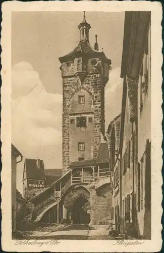 Rothenburg ob der Tauber Klingentor Strassen Partie, Turm, Durchgang 1925