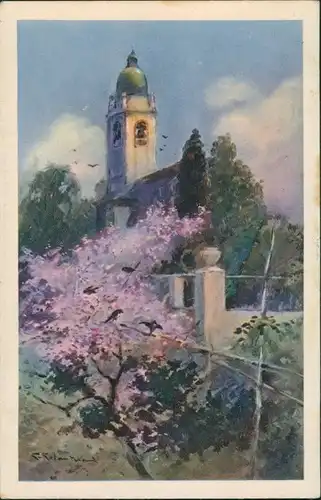 Ansichtskarte  signierte Künstlerkarte, Kunst, Vögel auf Zweigen 1929