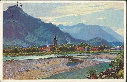 Lenggries Deutschland - Bayern - Lenggries, Panorama, farbig 1932