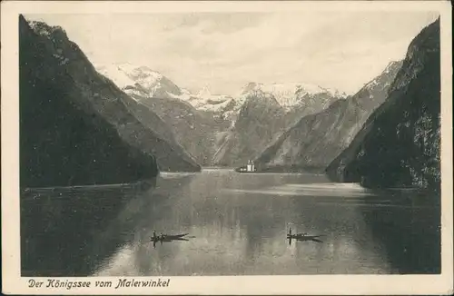 Schönau am Königssee Malerwinkel am Königssee, umrahmt von Alpen Bergen 1924