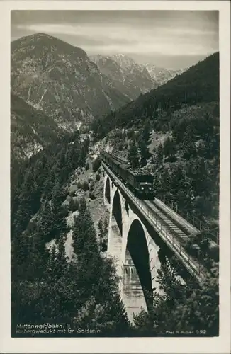 Mittenwald Mittenwaldbahn / Karwendelbahn, Zug, Eisenbahn-Viadukt, Brücke 1940