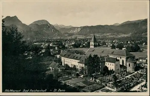 Ansichtskarte Bad Reichenhall St. Zeno, Panorma Blick zu den Alpen 1940