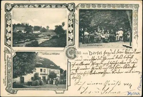 Postcard Dörfel (Böhmen) Víska (Višňová) Gasthaus 1909