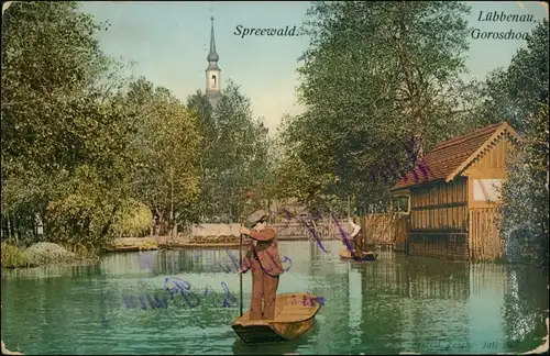 Ansichtskarte Lübbenau (Spreewald) Lubnjow Flußpartie - Goroschoa, Haus 1913