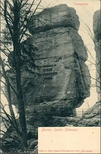 Ansichtskarte Rathen Tiedge-Stein, Bastei - belebt 1906
