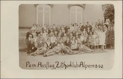Ansichtskarte  Fam Ausflug Zitherklub Alpenrose 1931