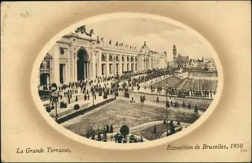 Postkaart Brüssel Bruxelles Exposition de Bruxelles Terrasse 1910