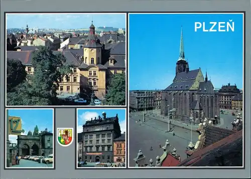Postcard Pilsen Plzeň 4 Bildkarte, Kirche 1980