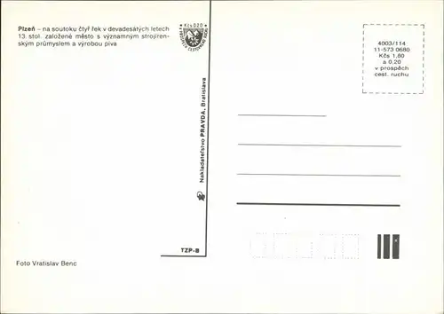 Postcard Pilsen Plzeň 4 Bildkarte, Kirche 1980