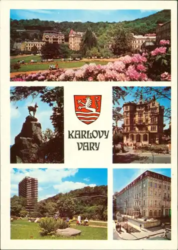 Postcard Karlsbad Karlovy Vary Park, Steinbock, Häuser 1975