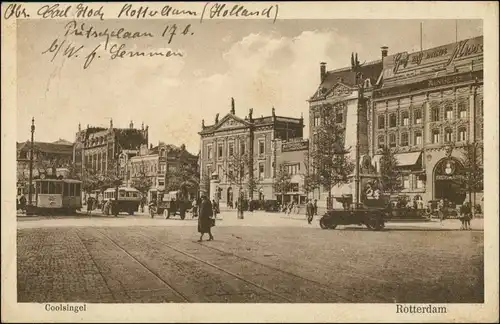 Postkaart Rotterdam Rotterdam Coolsingel - Straßenbahn 1928