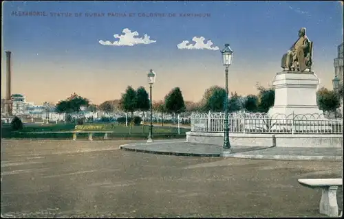 Alexandrien الإسكندرية‎, al-Iskandariyya Platz und Statue 1911