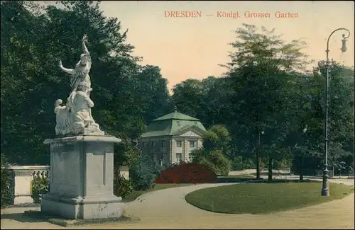 Seevorstadt-Ost/Großer Garten-Dresden Großer Garten, Statue - Haus 1907