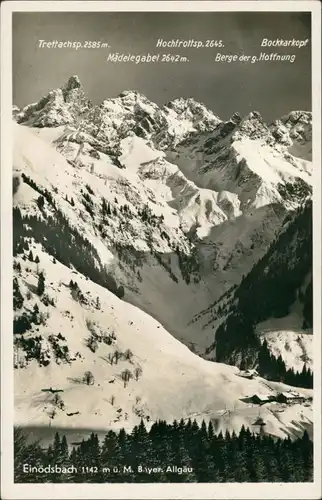 Einödsbach-Oberstdorf (Allgäu) Alpen   Berge mit Namen, Winter-Ansicht 1942