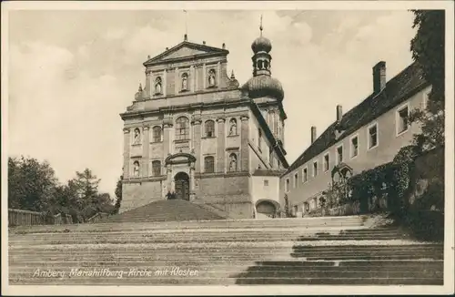 Ansichtskarte Amberg Mariahilfberg-Kirche mit Kloster 1925