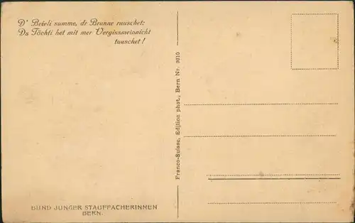 Ansichtskarte .Schweiz Da möcht i Sy! Bund Junger Stauffacherinnen Bern 1928