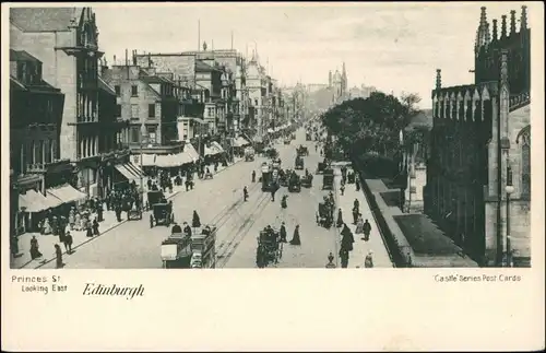 Postcard Edinburg Dùn Èideann Princess Street 1904