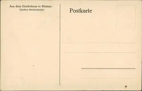 Ansichtskarte Weimar Goethehaus, Bett im Sterbezimmer von Goethe 1910