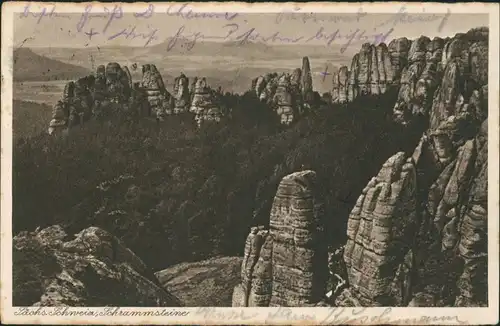 Ansichtskarte Bad Schandau Schrammsteine, Felsen 1929