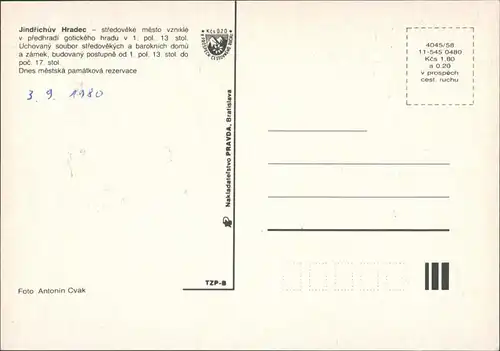 Neuhaus / Böhmen Jindřichův Hradec Schloss, Wohnblockkomplex, Markt 1980