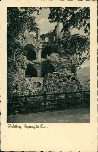 Ansichtskarte Heidelberg Heidelberger Schloss mit dem gesprengten Turm 1930