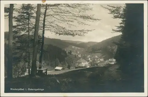 Ansichtskarte Niederpöbel-Dippoldiswalde Straßenpartie 1932