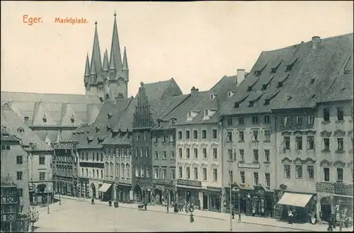 Postcard Eger Cheb Marktplatz, Geschäfte 1913