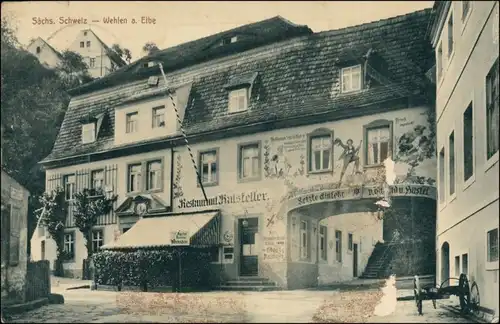Ansichtskarte Wehlen Restaurant Ratskeller 1910