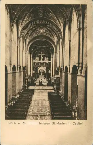 Ansichtskarte Köln Inneres St. Marien im Capitol, Blick zum Altar 1920