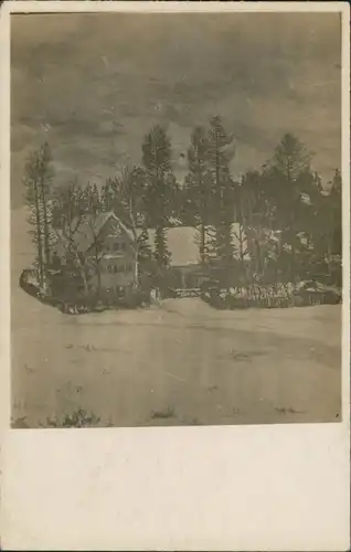 Ansichtskarte  Künstlerkarte Winter Landschaft mit Aussiedlerhof 1912