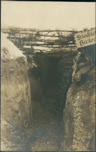 Ansichtskarte  Schild, Blick in den Schützengraben 1. WK Militaria 1916