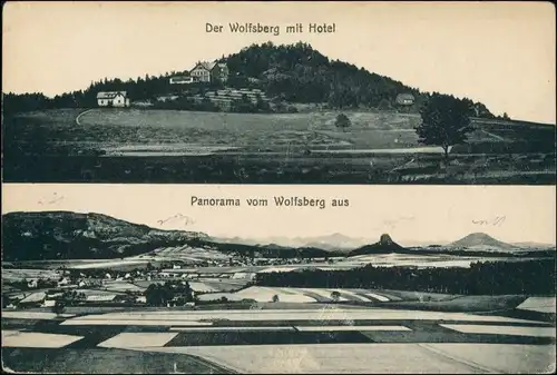 Reinhardtsdorf-Schöna 2Bild Panorama Wolfsberg Kaiserkrone Zirkelstein ca. 1920