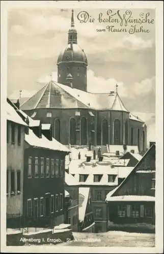 Annaberg-Buchholz St. Annenkirche, Grusskarte zum Neuen Jahr, Neujahr 1930