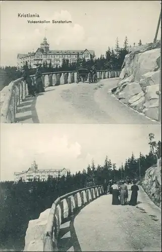 Postcard Oslo Kristiania 2 Bild Voksenkollen Sanatorium Straße 1906