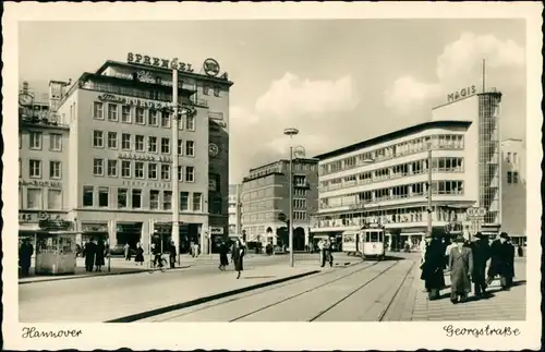 Ansichtskarte Hannover Georgstraße, Haltestelle 1962