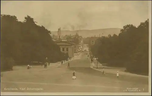 Postcard Oslo Kristiania Karl Johansgate 1925