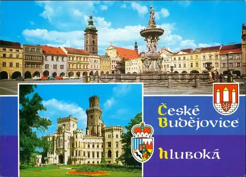 Budweis České Budějovice Schloss und Markt mit Brunnen 1990