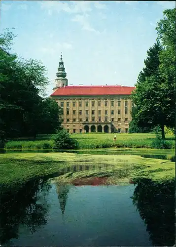 Postcard Kremsier Kroměříž Schloss / Zámek mit Teich 1975