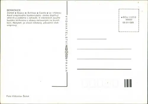 Postcard Boskowitz Boskovice Zámek/Schloss 1985