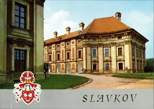 Postcard Austerlitz Slavkov u Brna Schloss/Zámek mit Wappen 1976