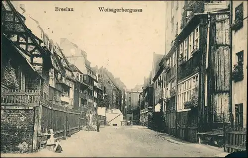 Postcard Breslau Wrocław Weissgerbergasse 1914