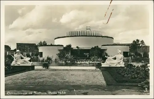 Ansichtskarte Charlottenburg-Berlin Sommerblumen am Funkturm Ausstellung 1934
