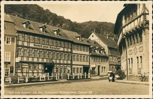 Ansichtskarte Stolberg (Harz) Straße am Hotelzum Kanzler 1934