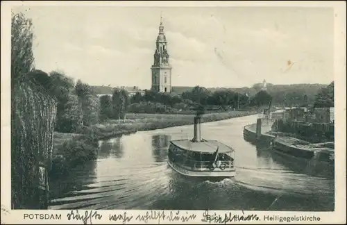 Ansichtskarte Potsdam Heilig-Geist-Kirche, Dampfer 1935
